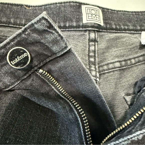 Toteme Twisted Seam Denim Jean Straight Leg Women Size 24 Mid Rise Grey Black - Picture 7 of 16